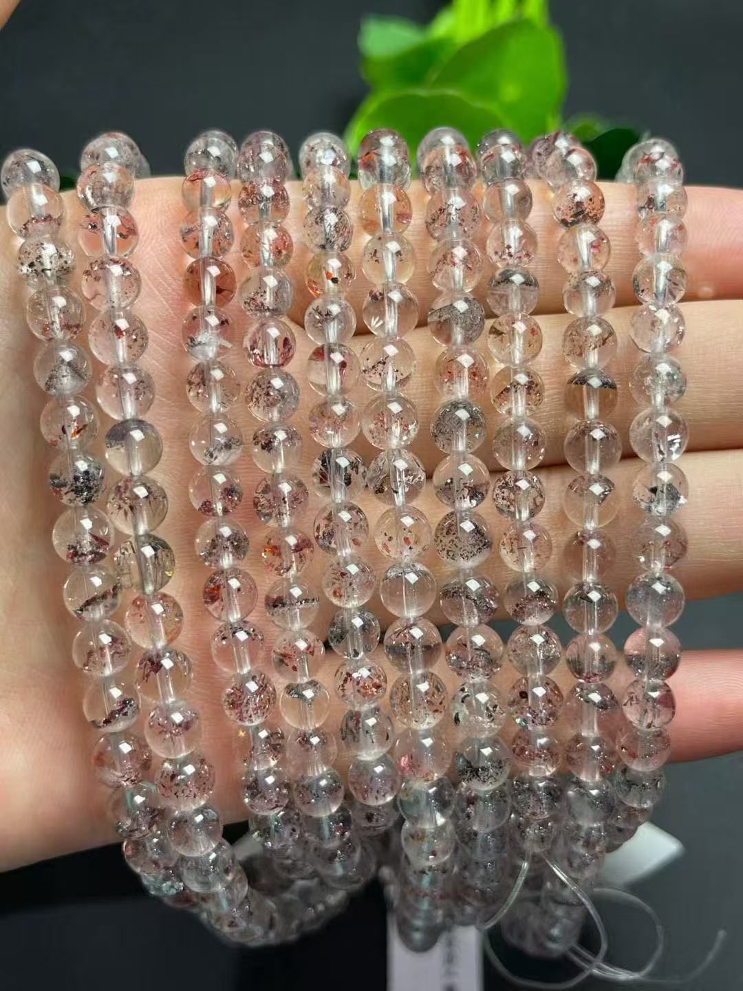 6mmゴールデンストロベリークォーツマルチリングブレスレット