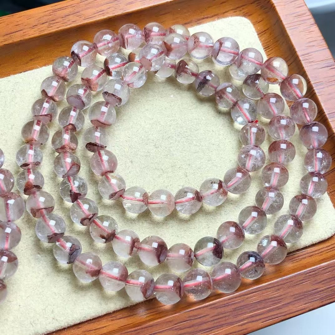 7mm天然の赤い塔山の多くの輪の腕輪