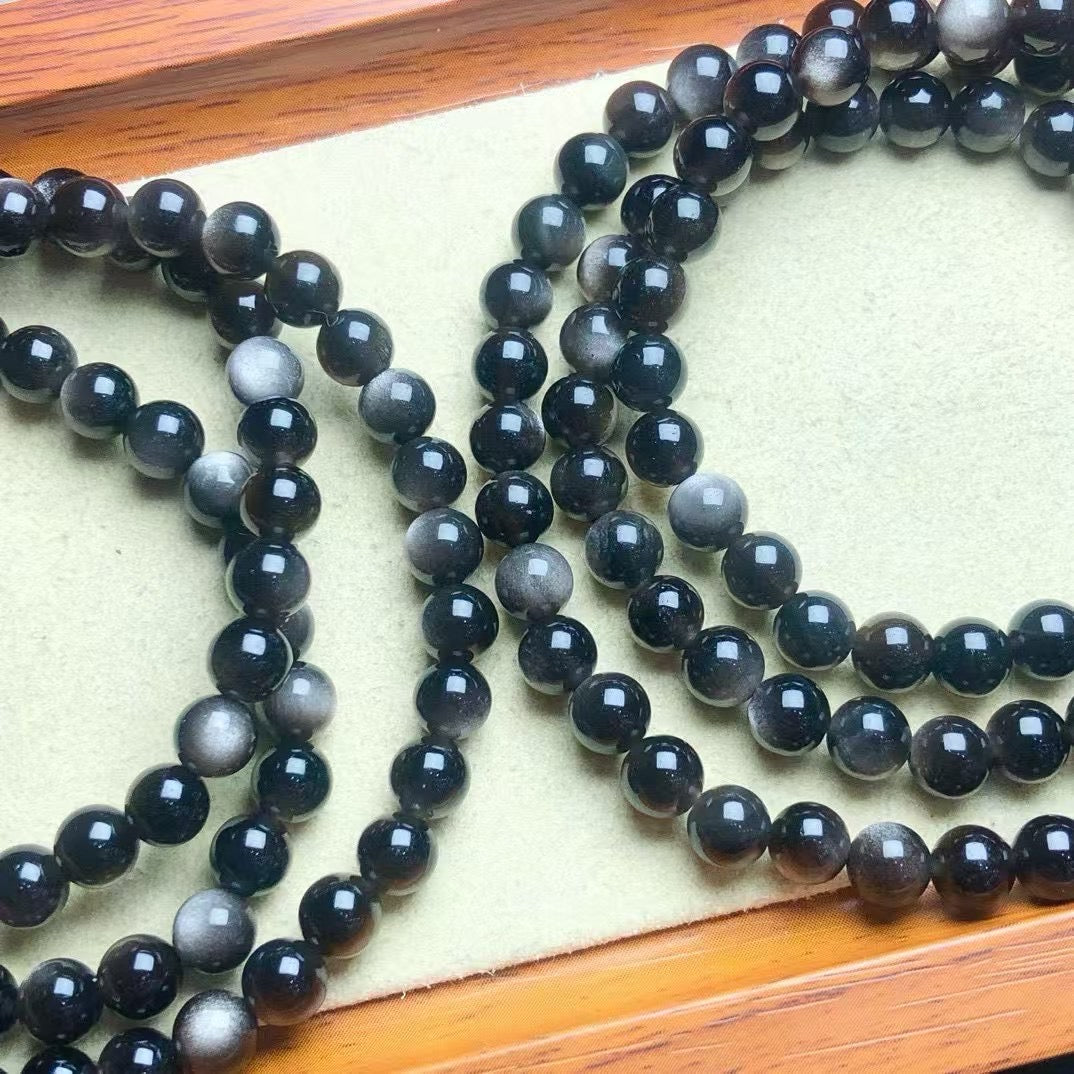 6mm銀曜石のブレスレット