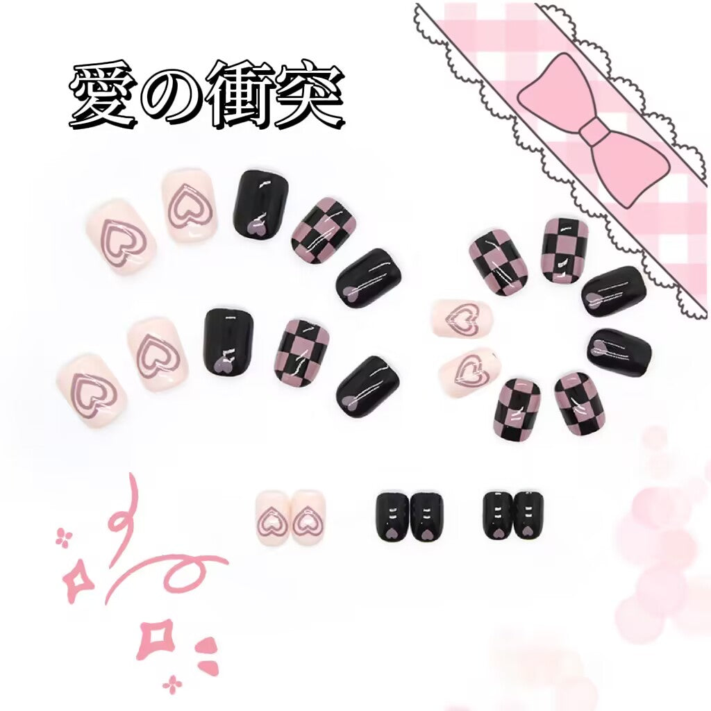 黒とピンクの碁盤のような愛のインパクトギャルは甘くてクールな雰囲気があり