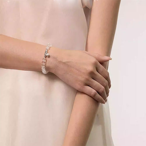 天然煉切白水晶手串S925銀設計軽奢小衆精緻