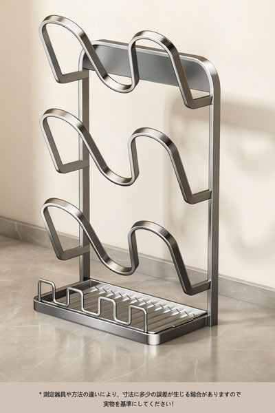 キッチン用フタ立て カウンター置き型 キッチン収納ラック 壁掛け・卓上両用 縦型スプーン / フライ返し立て まな板スタンド