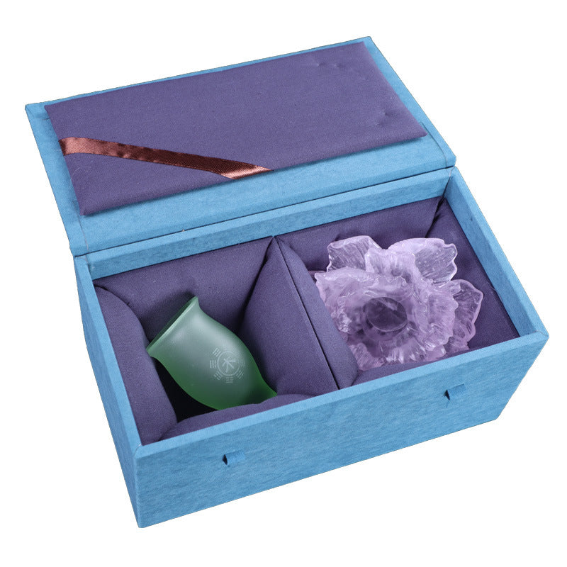 琉璃仏供杯 观音蓮花浄水杯 五行粉焼杯セット