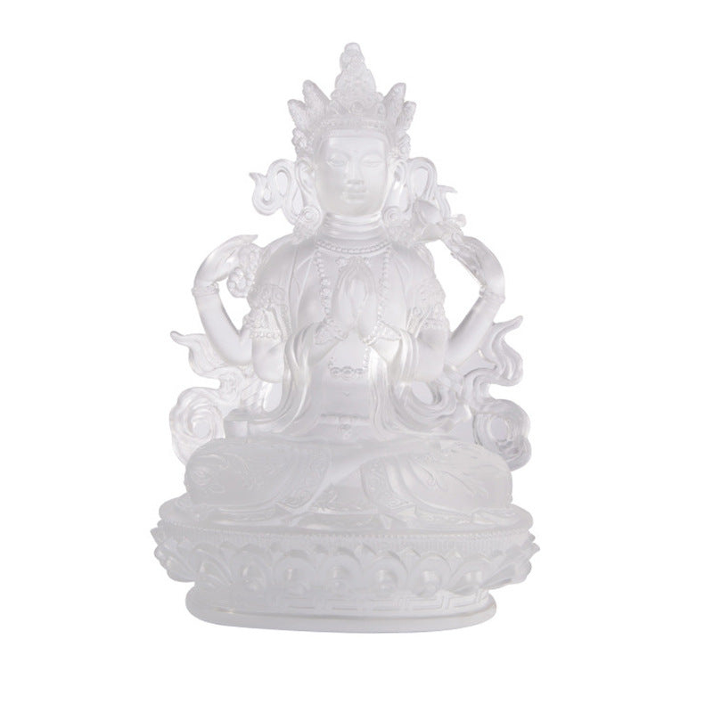 古法脱蜡琉璃四臂観音菩薩仏像