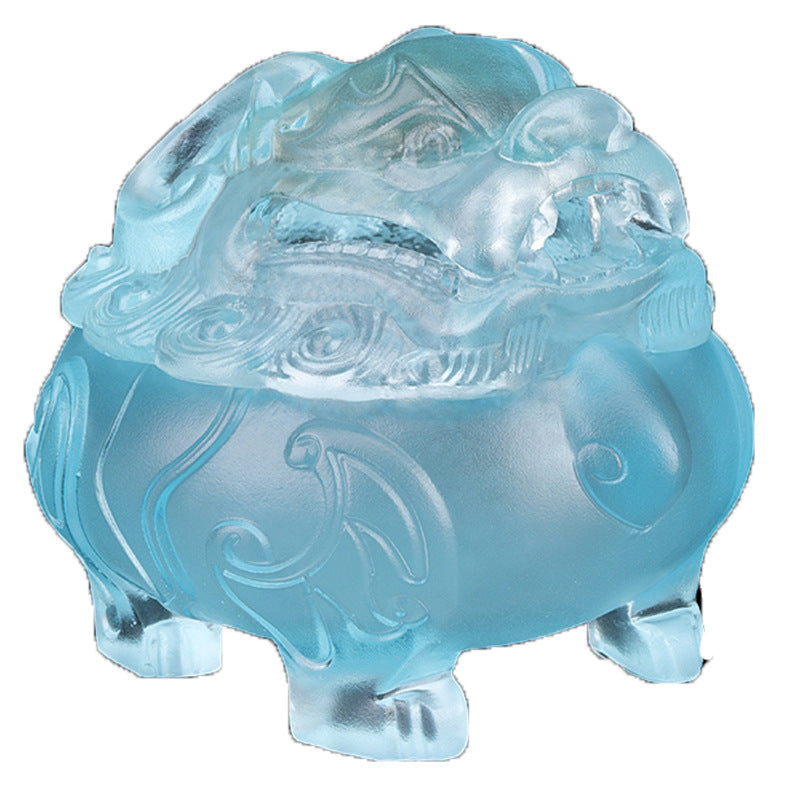 古法脱蜡琉璃の狻猊神獣置物