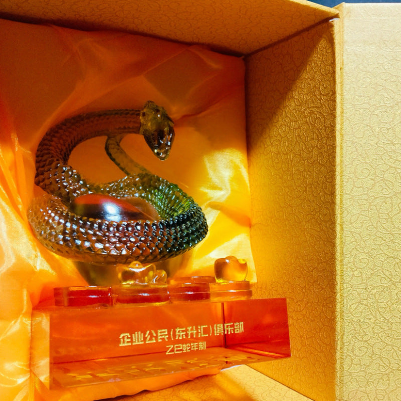 瑠璃の置物 生肖の龍の印装飾品