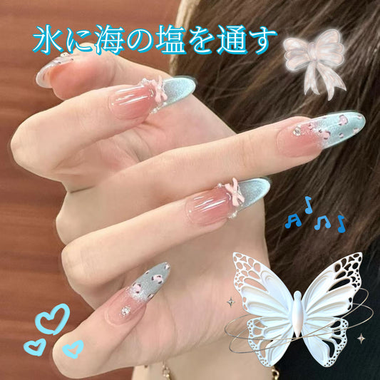 氷透海塩純欲猫目爆閃高級藍色のさわやかな海辺の甲を身に着け