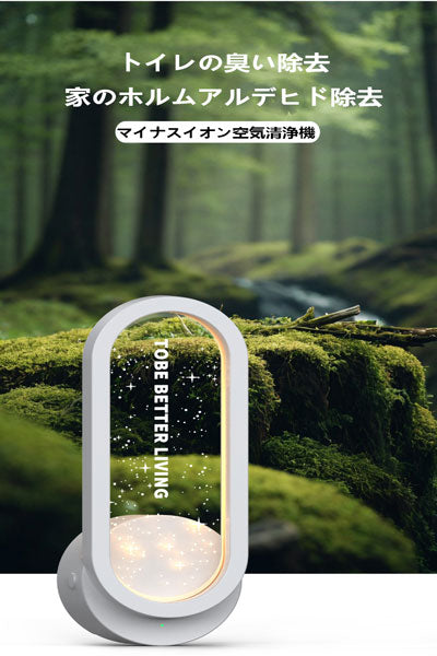 小型マイナスイオンエアクリーナー、トイレ・洗面所の異臭除去・脱臭・ホルムアルデヒド除去機、星空ムードライト