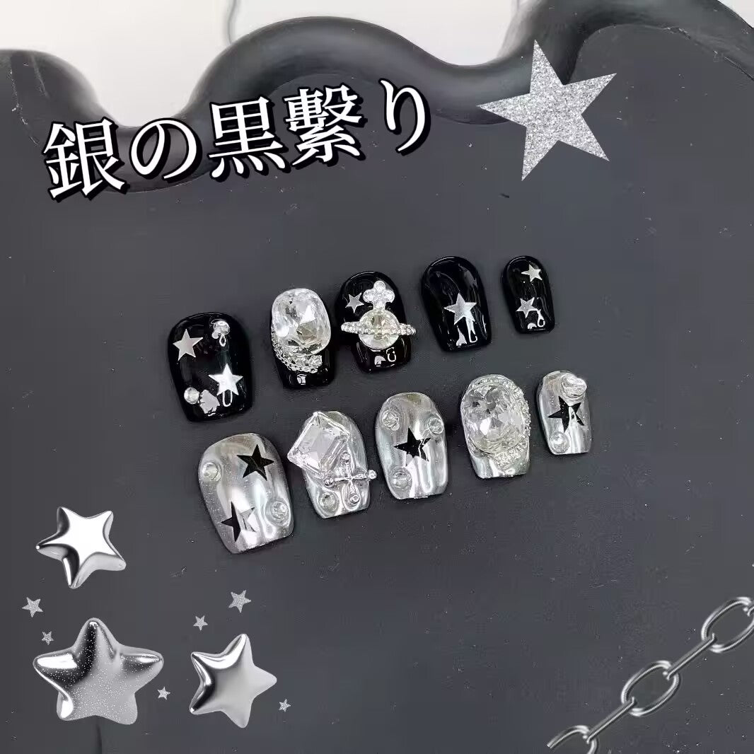 未来の星空の純手制光治療満ダイヤデザインの目新しい爆閃小粋銀黒短款台形着用甲