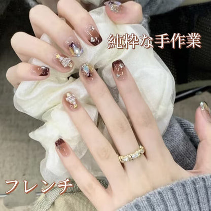 クリスマス奇遇新型純手制秋冬款高級感優しい気質カレー色立体装飾台形着用甲