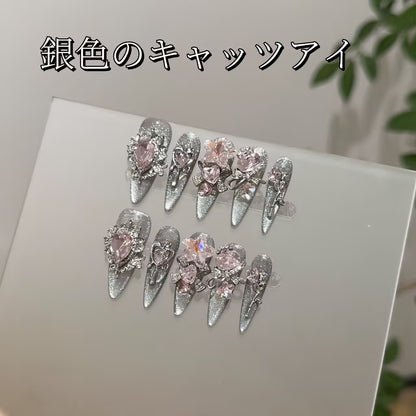 エロスの心銀色の猫の目重工粉ダイヤ長楕円純手装甲を着け