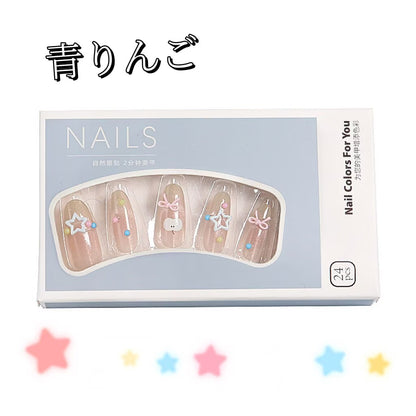 青りんごの楽園蝶々結び星ドーパミン飾り長い楕円の甘くてかわいい甲をつけ