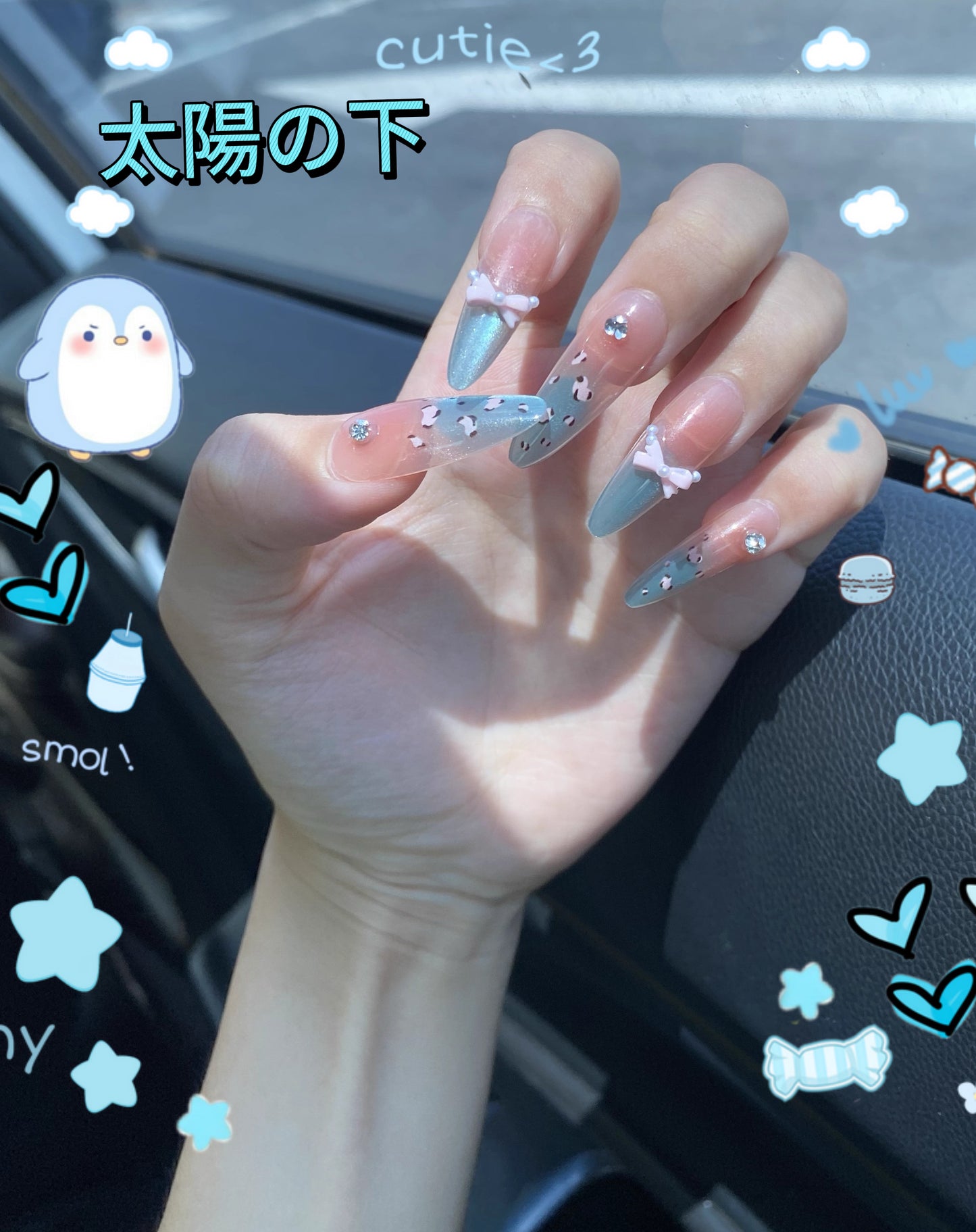 氷透海塩純欲猫目爆閃高級藍色のさわやかな海辺の甲を身に着け