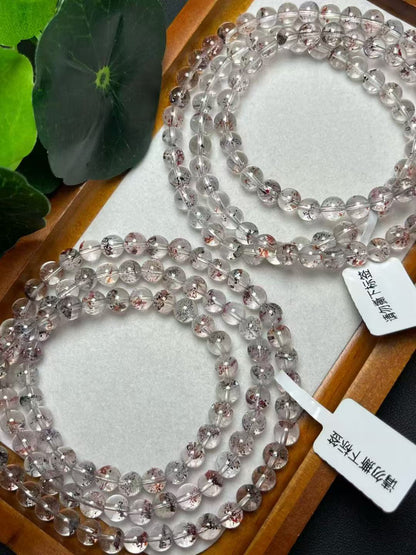 6mmゴールデンストロベリークォーツマルチリングブレスレット