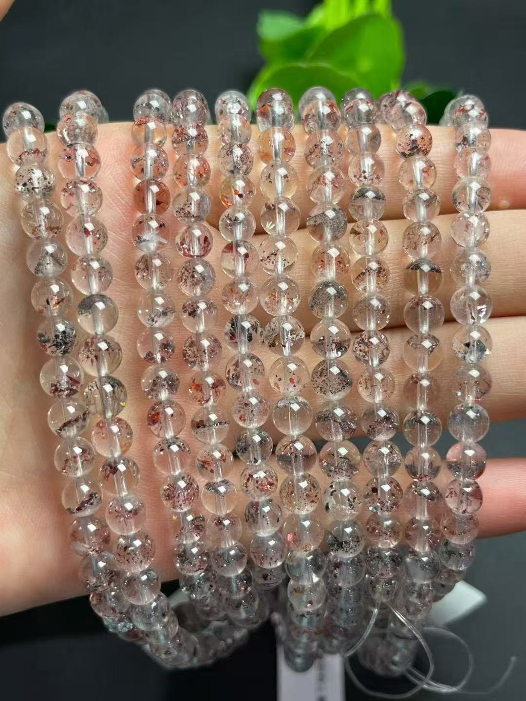 6mmゴールデンストロベリークォーツマルチリングブレスレット