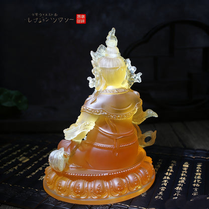 瑠璃黄財神仏像