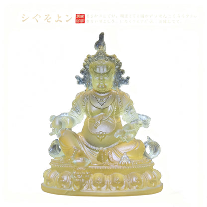 瑠璃黄財神仏像