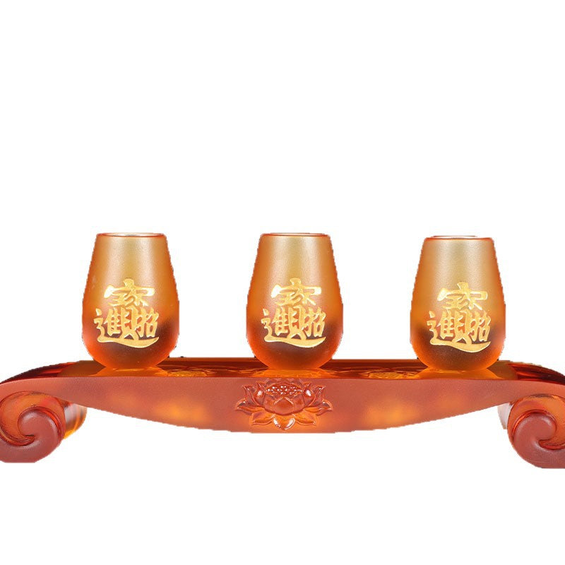 招財進寶琉璃酒杯