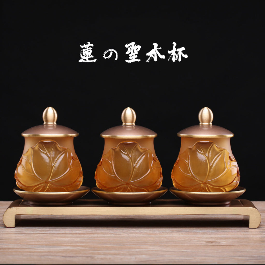 古法琉璃三联杯