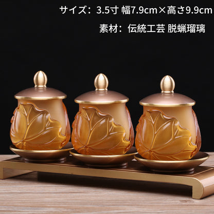 古法琉璃三联杯