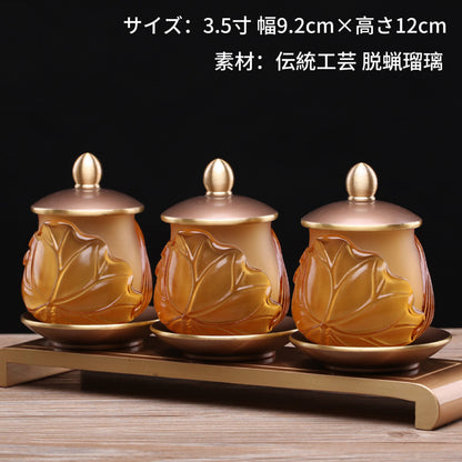 古法琉璃三联杯