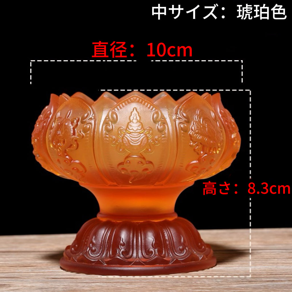 瑠璃立体蓮花供水杯