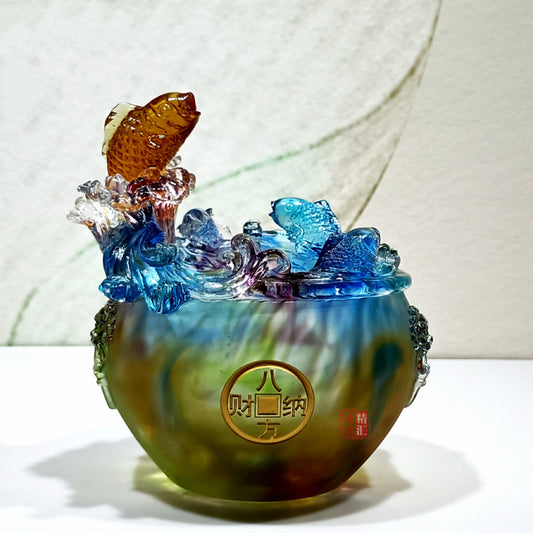 瑠璃聚宝盆 八方納財