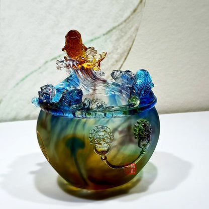 瑠璃聚宝盆 八方納財