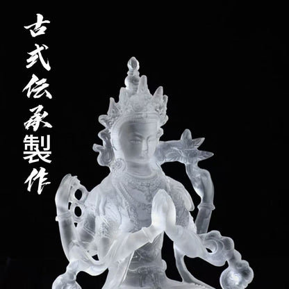 古法脱蜡琉璃四臂観音菩薩仏像