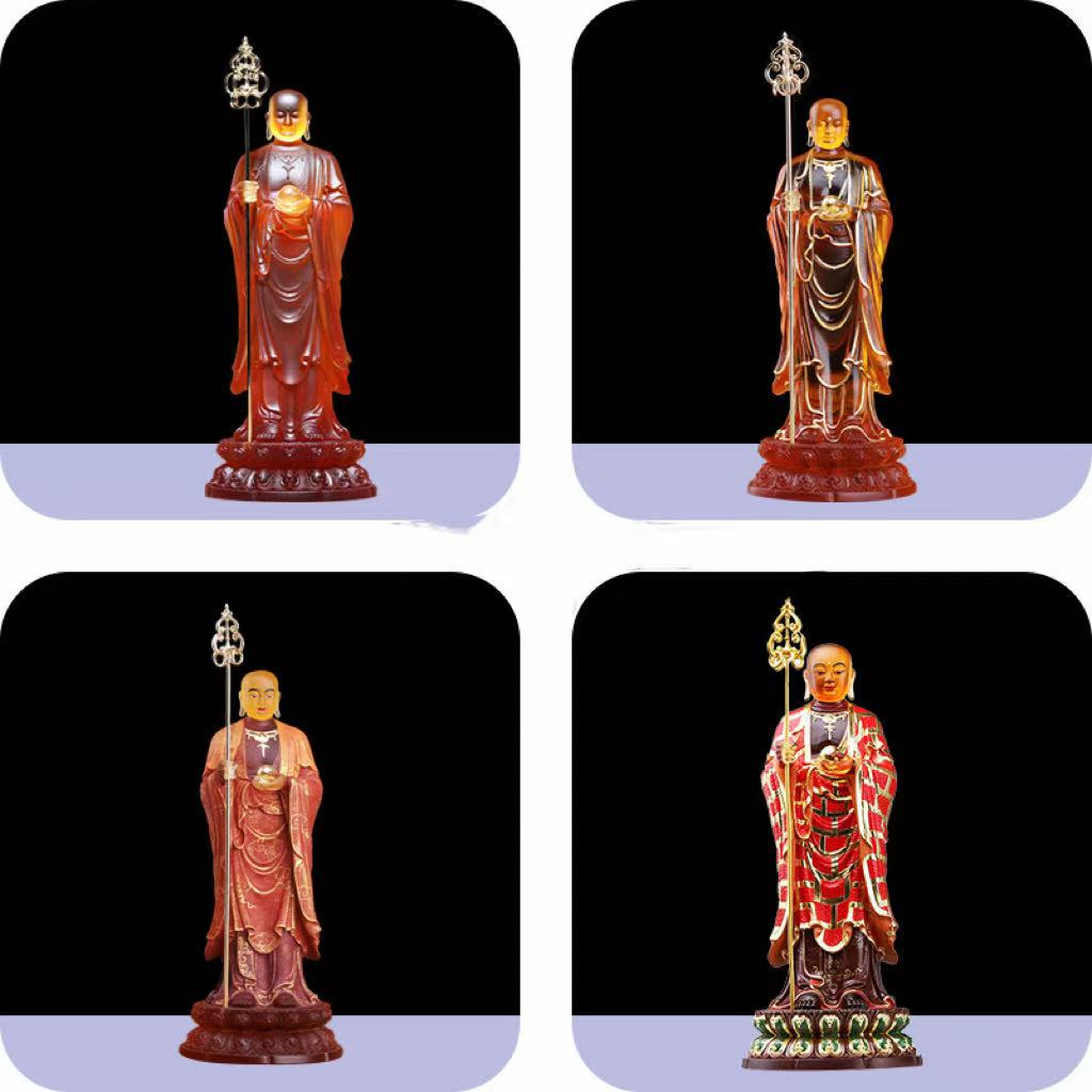 古法脱蜡琉璃製地蔵王菩薩像