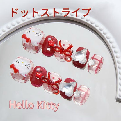 Hello Kitty ドット柄が可愛い 爆閃ハート星パールダイヤモンド 甘いマニキュア