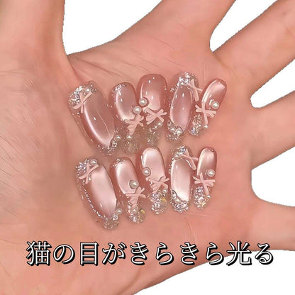 【バレエシューズ】蝶ネクタイ真珠装飾キャッツアイ爆閃砕砕ダイヤ優しい甘さ別格長楕円着用甲