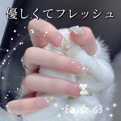 夏の小清新な気質の優しいリボン真珠の装飾きらきら光るダイヤの台形の甲を身に着け