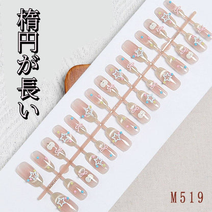 青りんごの楽園蝶々結び星ドーパミン飾り長い楕円の甘くてかわいい甲をつけ