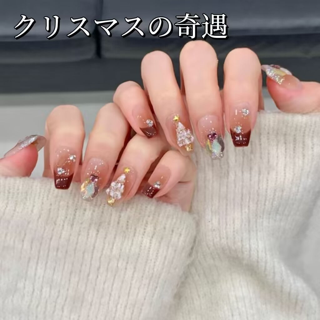 クリスマス奇遇新型純手制秋冬款高級感優しい気質カレー色立体装飾台形着用甲