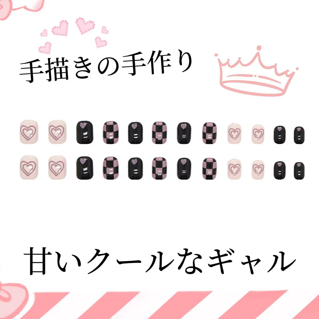 黒とピンクの碁盤のような愛のインパクトギャルは甘くてクールな雰囲気があり