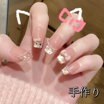 Hello Kitty蝶結びクラッシュキャッツアイキラキラ甘くて可愛い軽めフレンチウエアラブル