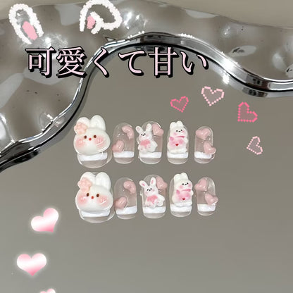 愛のウサギのかわいいキャラクターの立体装飾デザインの目新しいフランスのピンクの愛の短い方は甲を着け