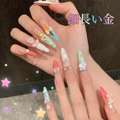 童話の町ドーパミン童話風の立体装飾かわいい甘い風船小熊の細長い甲をつけ