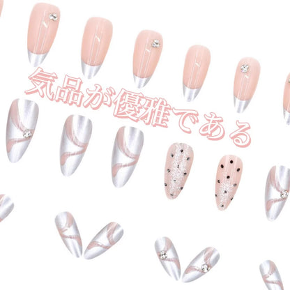 フレンチドットの気品は優しく優雅です高級な銀の面がきらめくデザインは斬新ですアーモンド型のウェアラブル