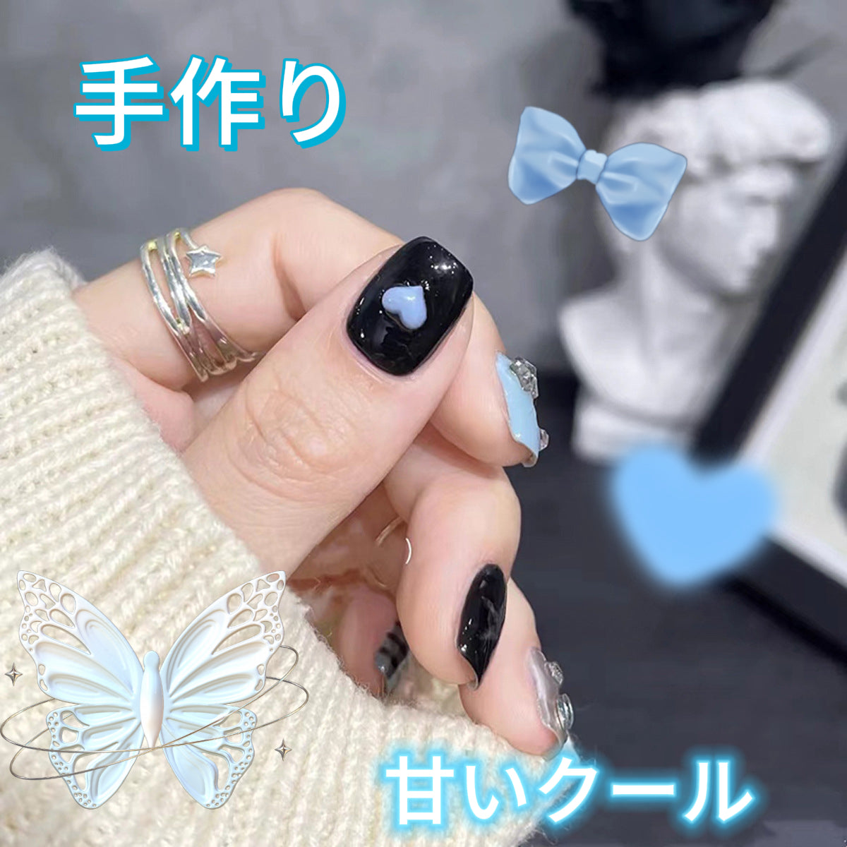 藍格紋魔鏡粉甘酷星砕鈷高級神秘感着用甲