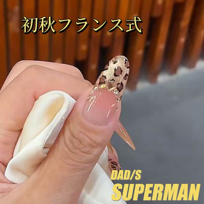 溶金豹紋フランス風雰囲気落日手手描き爆閃猫目秋のカレー色楕円着用甲