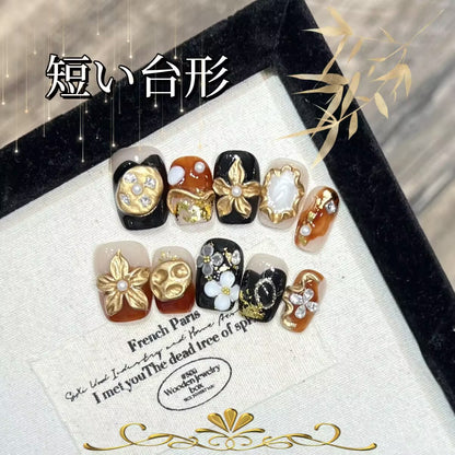 万象生立体彫刻秋冬のカレー色手描き高級で豪華な台形を身に着け