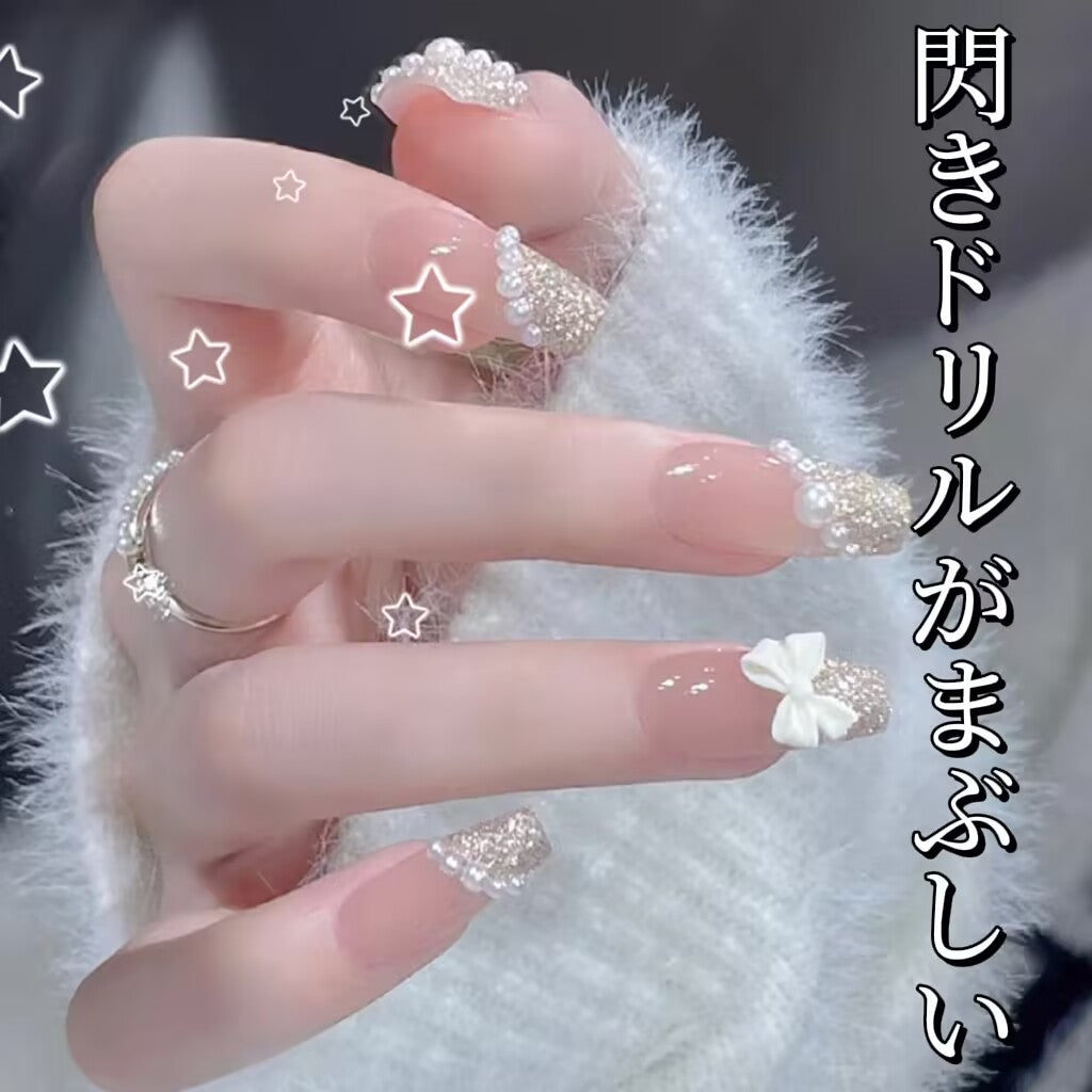 夏の小清新な気質の優しいリボン真珠の装飾きらきら光るダイヤの台形の甲を身に着け