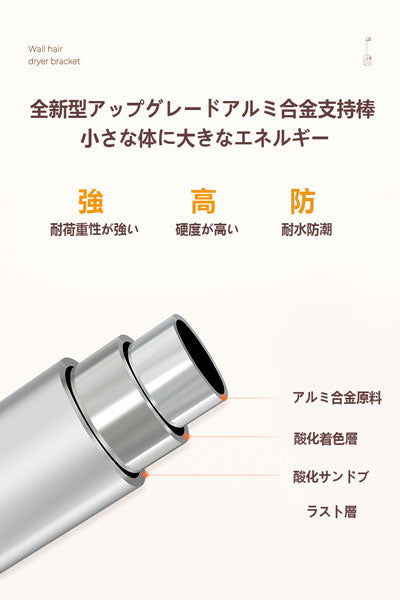 ラクガキヘアドライヤーホルダー 浴室用壁掛け式 ハンズフリー 360° 回転式 ドライヤー固定 吹发用 ノンパンチホルダー