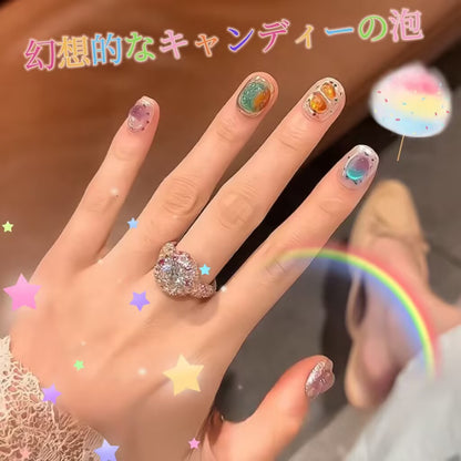 夢幻ドーパミンの漫画のかわいい多彩な泡遊び心遊び心キャンディーの色の短い方円を身に着け