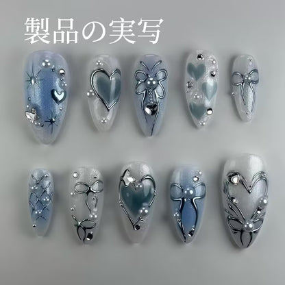 海洋の心の清冷感夢幻の立体珠光爆閃ダイヤモンド純粋な手の設計の新しいアーモンド型の甲を着け