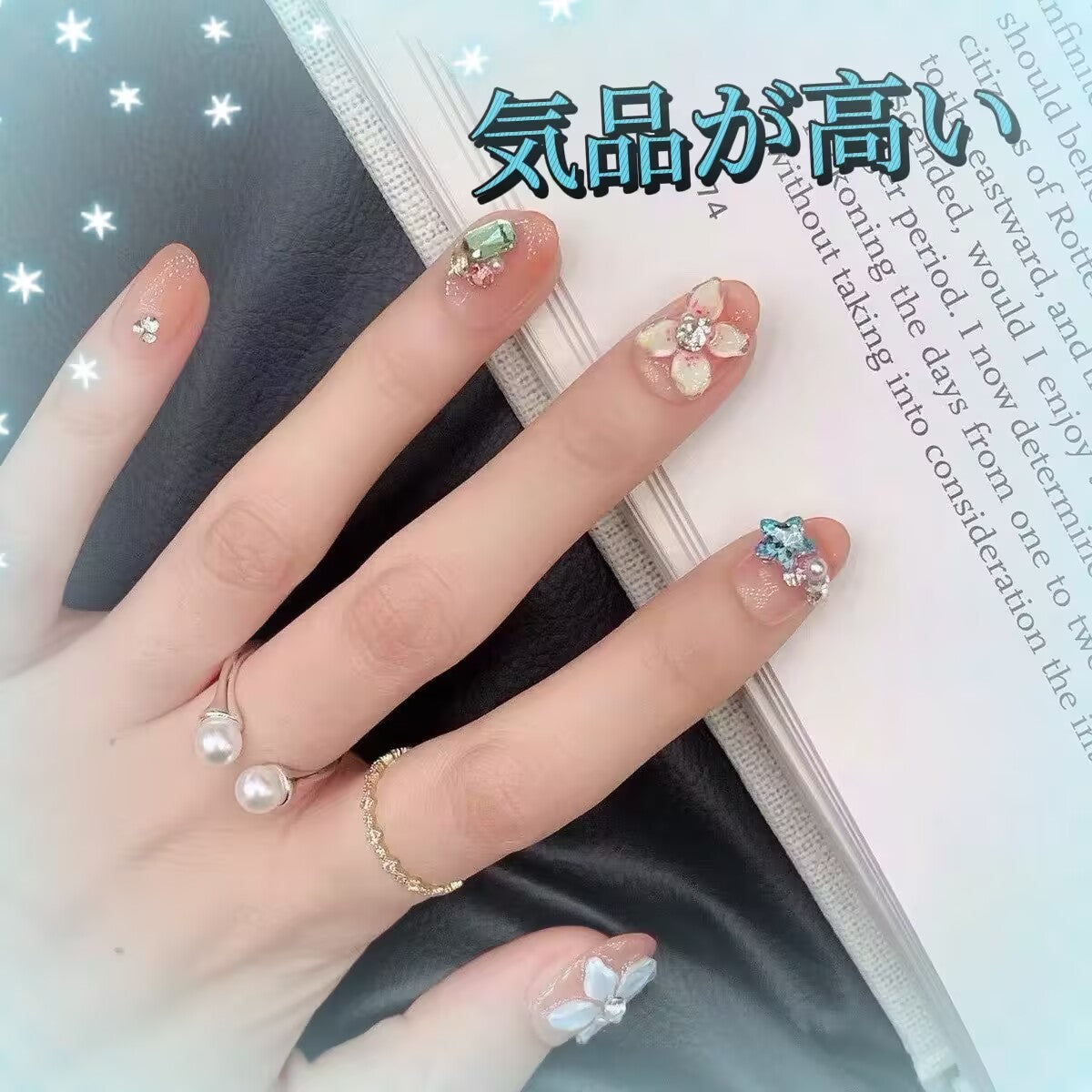 指先生花純手描き氷花猫の目気質高級で清新な感じ甲を着用し