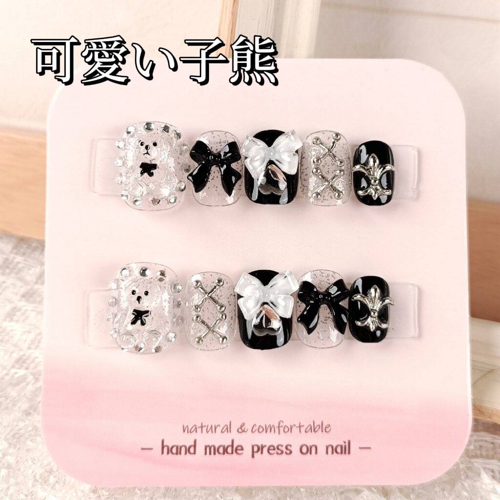 かわいい小熊の蝶ネクタイ小熊の立体装飾純手手描き甘い酷斬新な短い方の甲を着け