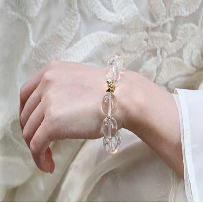 13mm氷魄融金天然水晶腕輪ブラジル白水晶手串